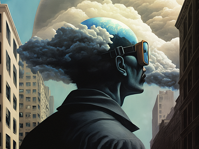 'Living a virtual existence' city cityscape clouds dvk existence life living man nyc virtual