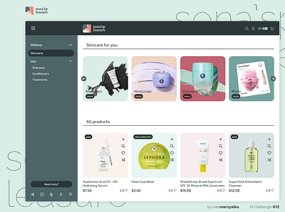 Cosmetics Shop UI design logo ui ux