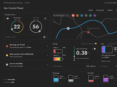 Van Control Panel app design ui ux