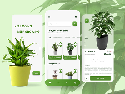 Plant ordering app - UI/UX design mobile app design mobile app ui mobile ui nature plant app plant app ui trending ui designs ui ui design uiux