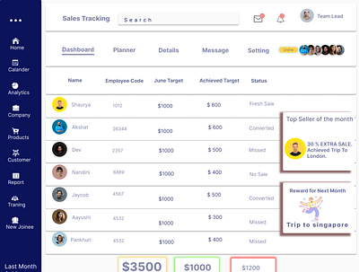 Sales Tracking design ui uiux ux