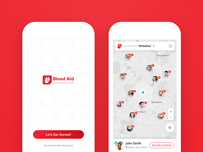 Blood Aid App Design social app