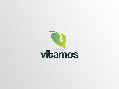 Vitamos Logo Design branding design dietary energy flash health care icon illustration leaf logo nutritional vector vitamins
