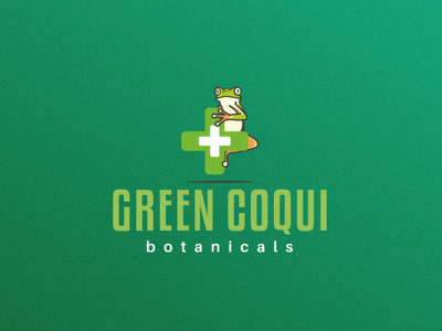 Green Coqui Botanicals Logo Design concept botanical branding cannabis design frog green green coqui health care icon illustration logo marijuana mascot medical pharmaceutical vector