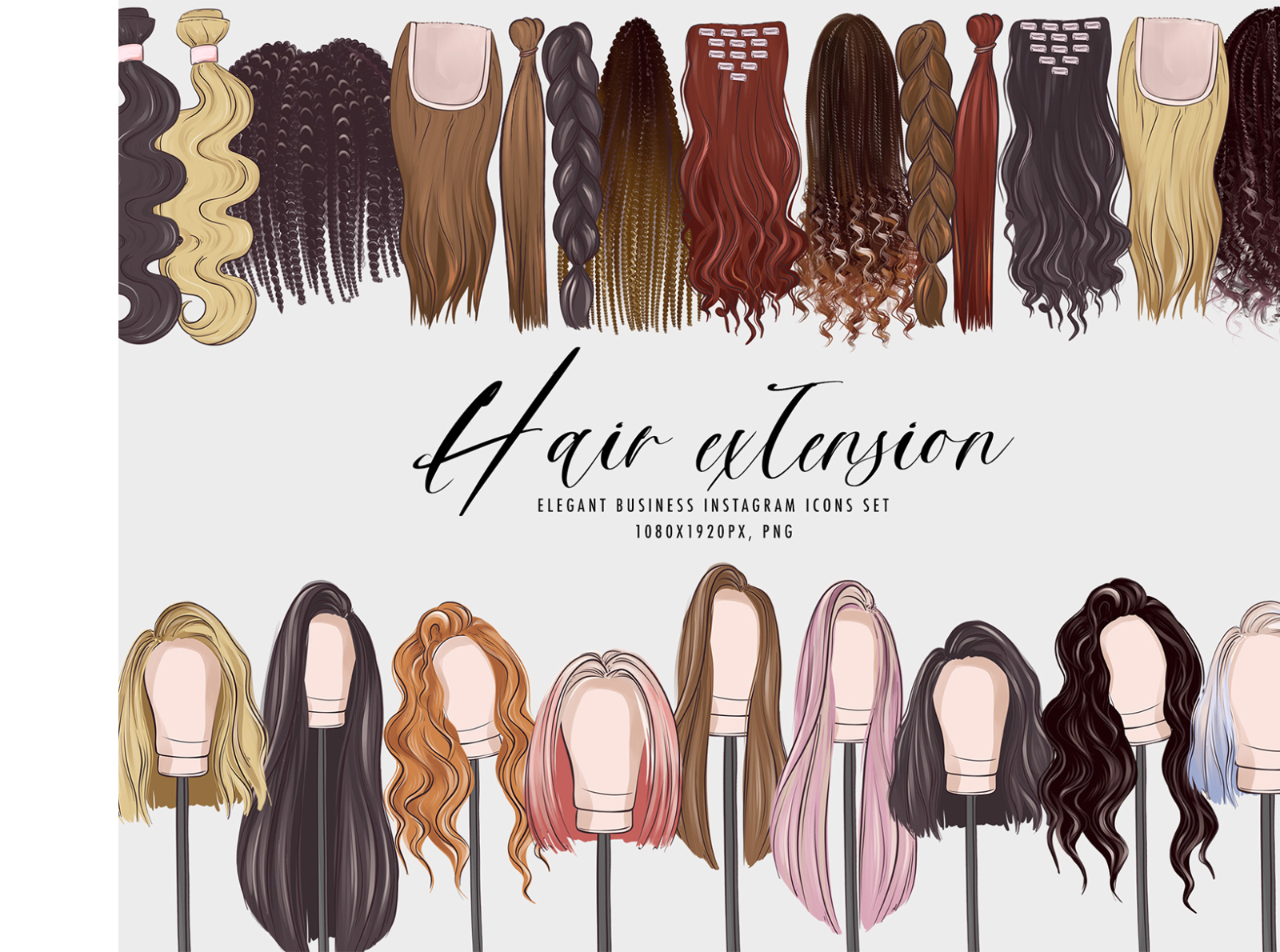 Hair extensions clipart women wigs png by Milatoo on Dribbble