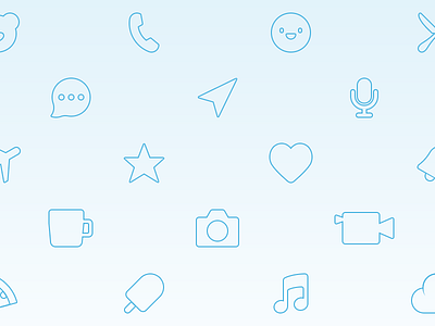 Line Icons bell camera chat cloud like microphone music navigation phone pizza popsicle star