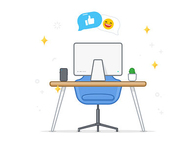 Office chair desk emoji illustration mac office phone