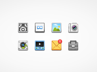 icon designed for unity camera document gallery icon message music setting video