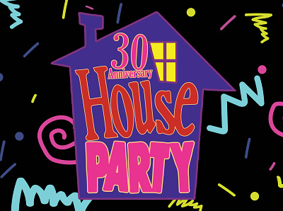 House Party Movie 30th Anniversary design digital art illustration typography vector