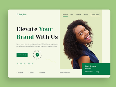 Branding Agency Landing Page agency branding figma green hero page hero webpage landing page landing screen landing template ui ui design uiux web design web template webpage website website page website template