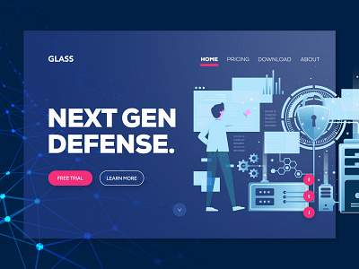 Glass Web Design - Cybersecurity Company branding concept cryptocurrency cyber cyber security cybersecurity flat html html css minimalist modern security trendy ui vpn vpn app web design