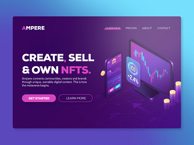 Ampere Web Design Cryptocurrency Web Design NFT b2b startup concept crypto cryptocurrency flat freelance web design freelance web designer freelancer modern nft nfts saas startup startup trendy ui design ux design web design web designer