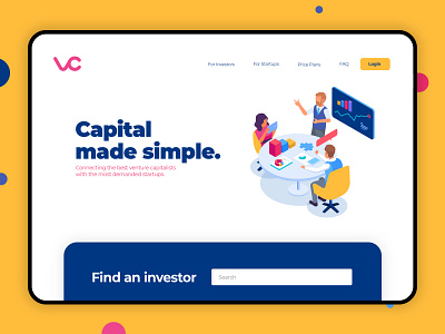 Venture Capital Searcher - Web Design Concept angel investor branding capital capitalism concept design flat investor minimalist modern startup startups trendy ux design venture capital web design
