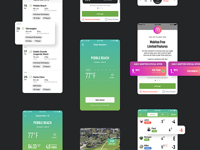 Mobitee - Golf GPS (Mobile Screens) android application design ios ui ux