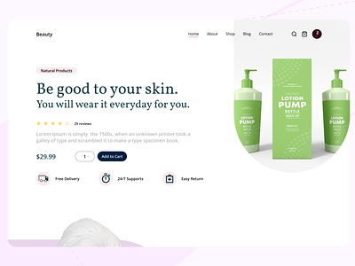 Beauty - Cosmetics Landing Page : Hero Section beauty beauty cosmetics landing page beauty product beauty website branding cosmetic cosmetics cosmetics store ecommerce graphic design landing page nature product design product page scincare skin skincare brand skincare cosmetic ui website