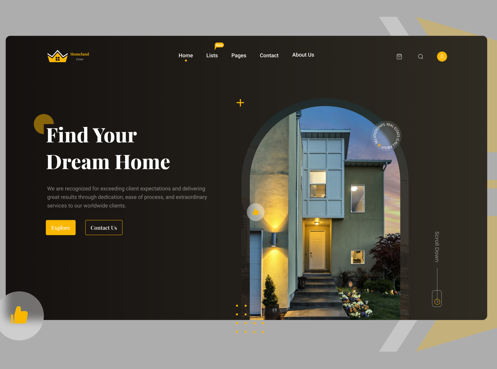 Homeland EstateReal Estate Landing Page Hero Section by MD.FAISAL