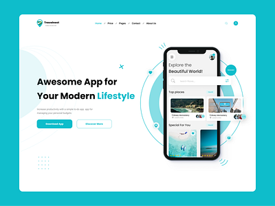 Travelnest - App Landing Page Hero Section