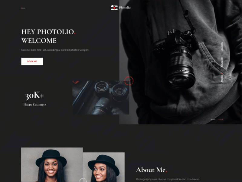 Photolio. - photography Landing Page Hero Section after effects animation hero section home page homepage landing page landing page hero motion motion graphics motiondesign photography photography landing page photolio. photoshoot portfolio uiux videography web design website website design