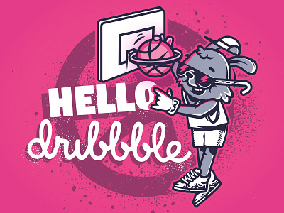 Hello Dribbble! character dribbble first shot hello illustration