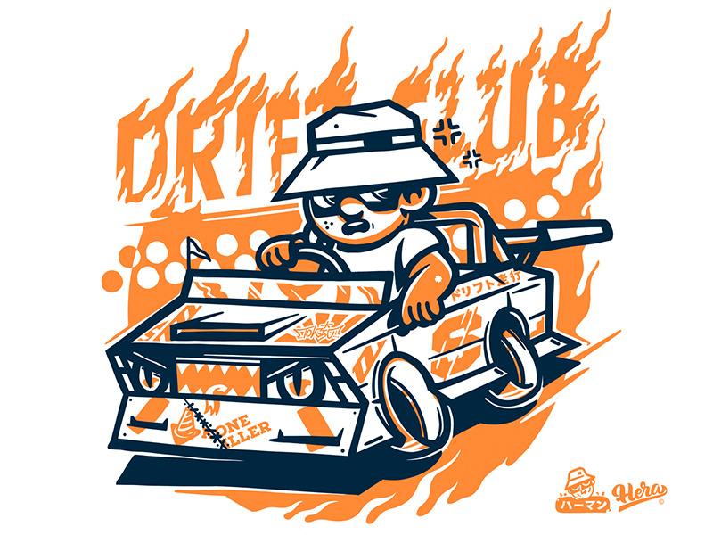 Drift Club graffiti dribbble 2018 charactersdesign design illistration hera character drift car orange vector