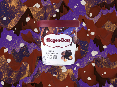 Häagen-Dazs Dark Chocolate Ganache & Almond 3d anna alanko cgi illustration mixed media packaging illustration pattern pattern design surface pattern texture