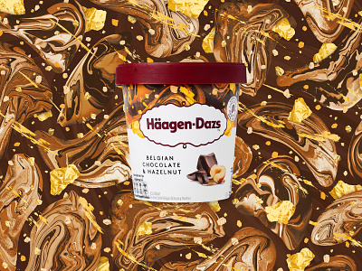 Häagen-Dazs Belgian Chocolate & Hazelnut 3d anna alanko cgi illustration mixed media packaging illustration pattern pattern design surface pattern texture