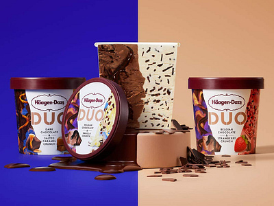 Häagen-Dazs DUO 3d anna alanko cgi illustration mixed media packaging illustration pattern pattern design surface pattern texture