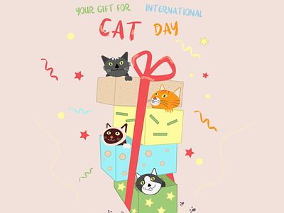 best cat day gift graphic design illustration vector
