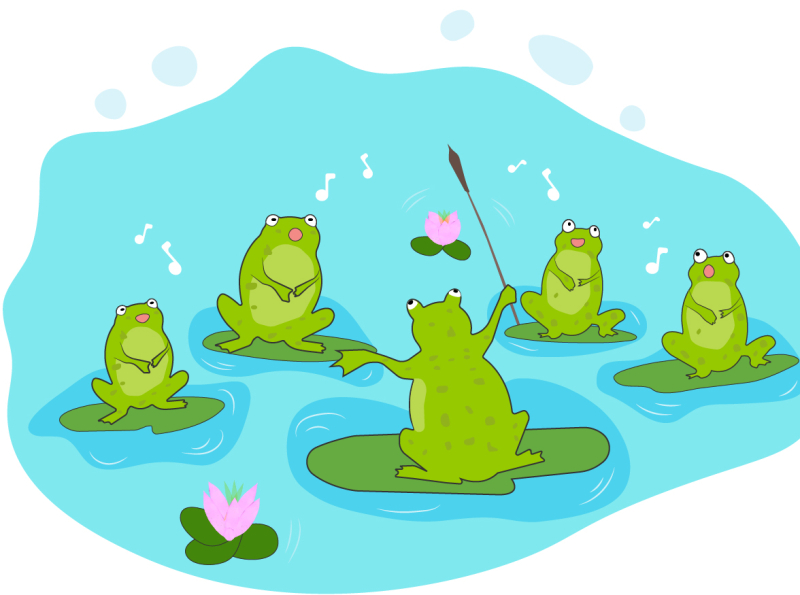 frogs on the lake sing songs by Светлана Онипко on Dribbble