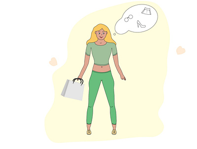 young woman loves to shop design graphic design illustration vector