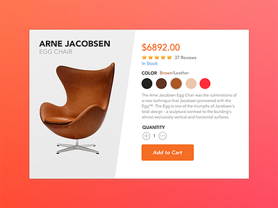 Product Card 100days100ui day002 design eggchair productcard sketch ui