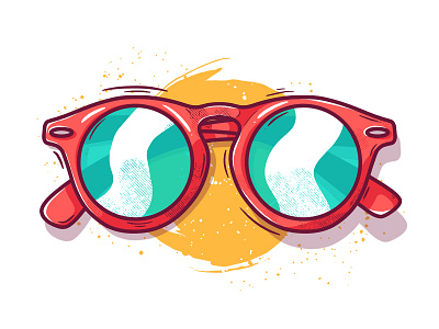 Shades! 2020 artwork flat fun glasses green illustrator ipad pro procreate red shades shine summer sunglasses sunshine yellow