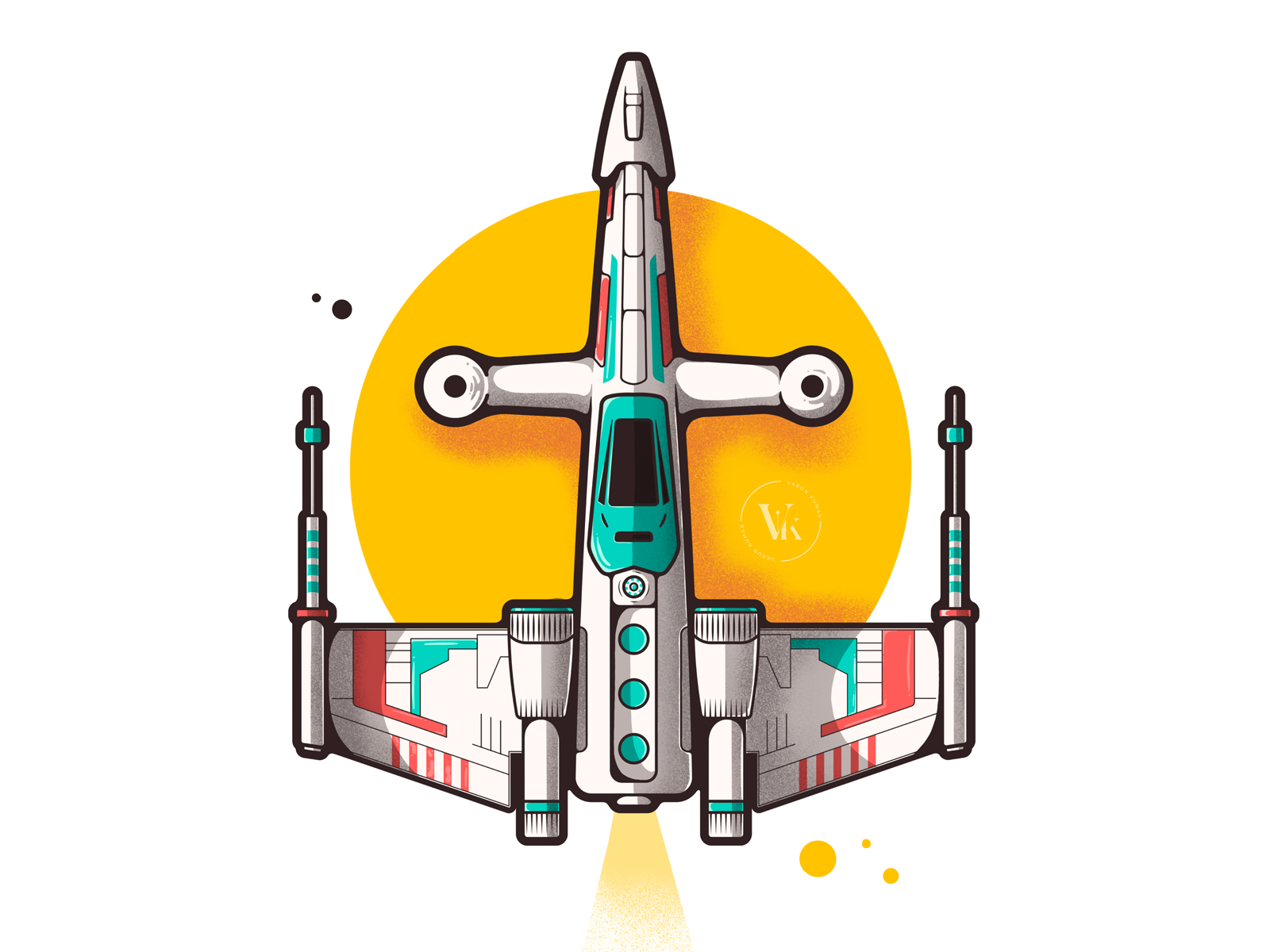 X Wing (Toy Edition) 2d art desigm droid flying fuel icons illustration jet r2d2 sci-fi space spaceship star wars starfighter stormtrooper sun x-wing yellow