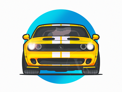 Dodge! auto automobile blue car challenger clean dodge dope illustration lights minimal motorsport race shine texture vehicle yellow