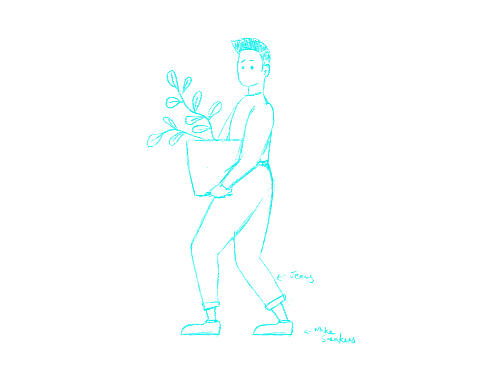 Plant guy! character design doodle flat glasses guy illustration leaves minimal nike plant plants procreate sneakers window