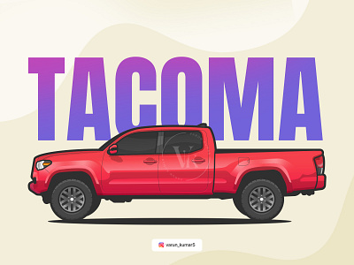 Tacoma Truck art automobile branding car design gradient illustration illustrator red tacoma truck typography vector wheels