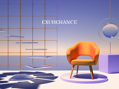 Exuberance X 3d abstract background blender branding c4d design floating landscape orange render scene sofa water