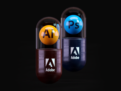 Ai or PS? 3d adobe design glass graphic design illustration illustrator logo matrix photoshop pills render