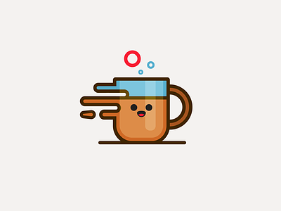 Coffee cafe coffee cup flat happy face icon illustration liquid minimal mug smile tea