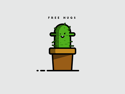 Cactus Hugs cactus flat green hugs illustration love minimal plants pot