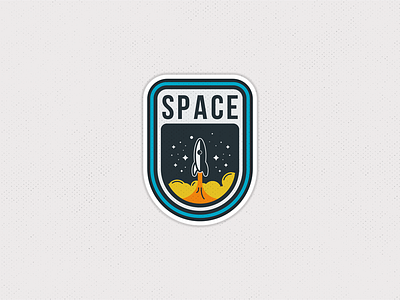 Space Patch badge cosmos icon illustration launch logo rocket space spaceship stars