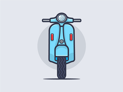 Scooter 2d blue icon illustration motorcycle scooter transport vector vespa wheel