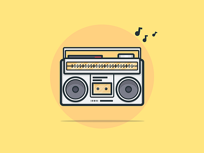 Boombox beat boombox cassette dance icon illustration music radio retro speaker stereo vector