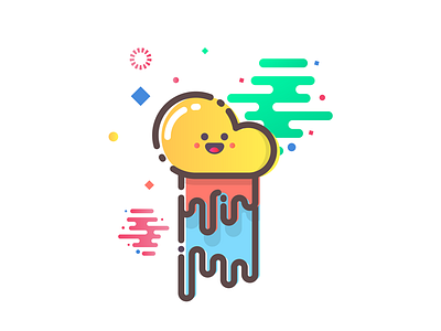 Happy Cloud cloud cute fun happy icon illustration liquid mbe rainbow weather yellow