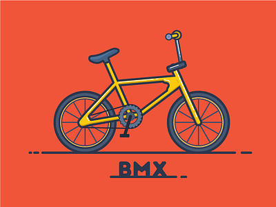 Bmx bicycle bike bmx design icon illustration minimal red ride vector wheels