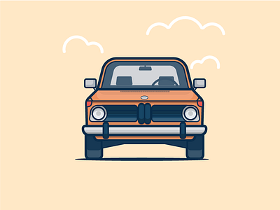 Bmw Tii 2002 2002 auto bmw car clouds icon illustration orange race vector vintage