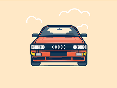 Audi Ur-Quattro 1980 80s audi auto car icon illustration race retro vector vintage