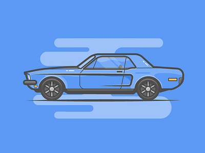 Mustang 1968 70s auto car illustration mustang retro ride vector vehicle vintage