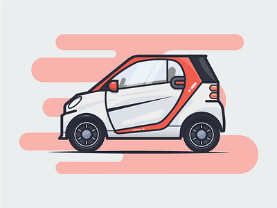 ForTwo 2013 auto car compact illustration mini ride smart vector vehicle vintage