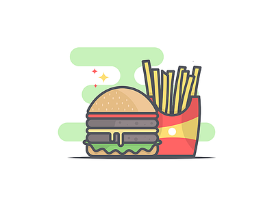 Fast Food burger cheese chicken delicious fast food food fries green juicy lettuce minimal slice